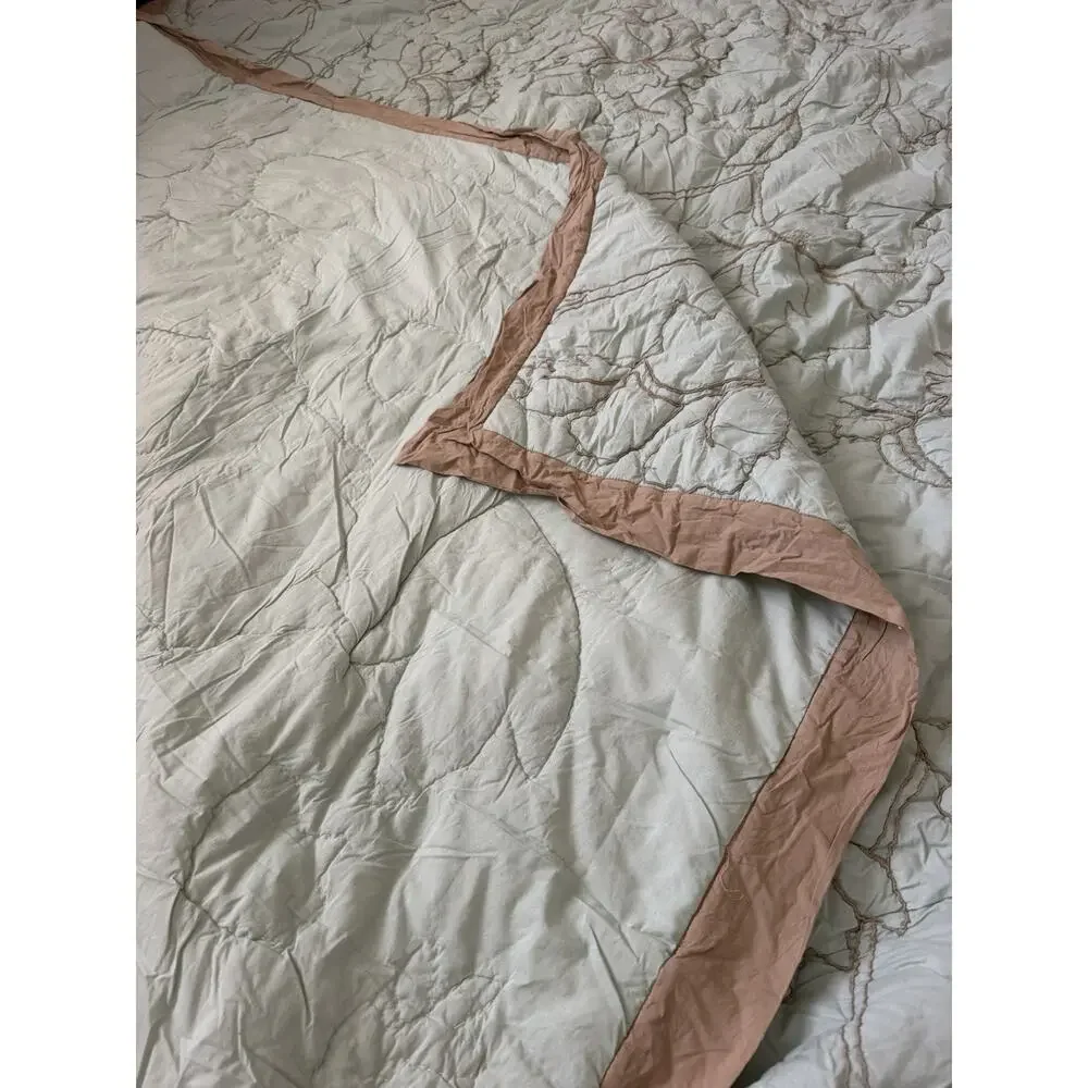 Vintage SOFT SURROUNDINGS sage/mint green Crinkle Comforter Queen Size